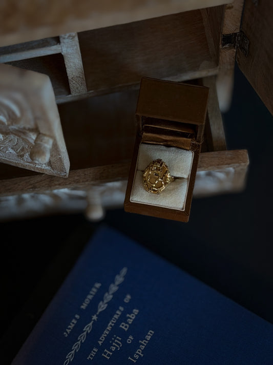 Signed C. Trifari Sculptural Gold Dome Ring | Vintage Mid-Century Statement Ring