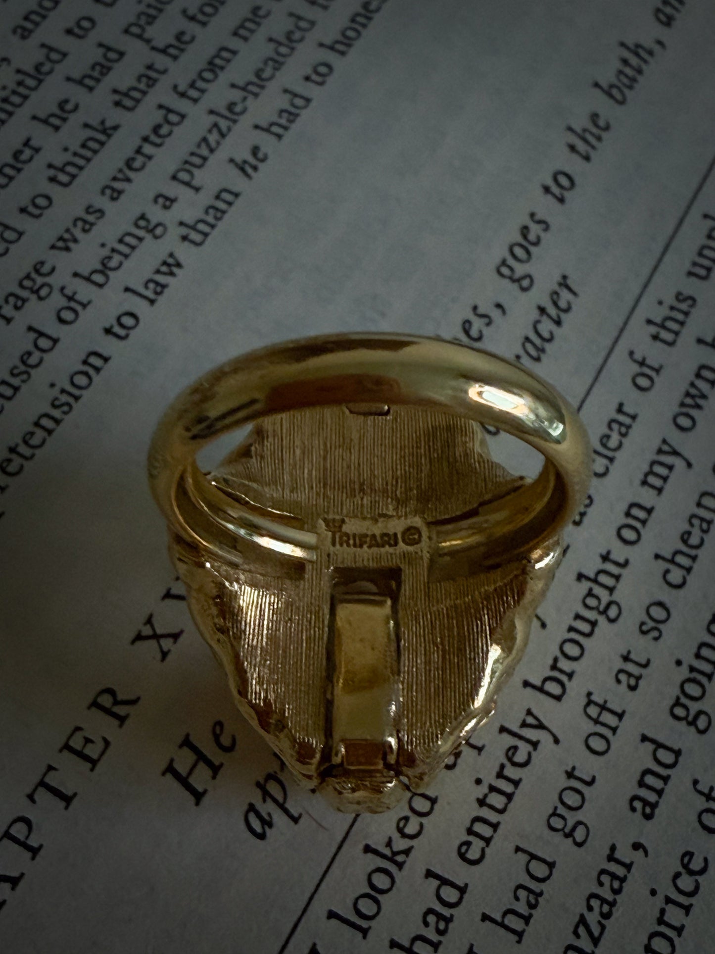 Signed C. Trifari Sculptural Gold Dome Ring | Vintage Mid-Century Statement Ring