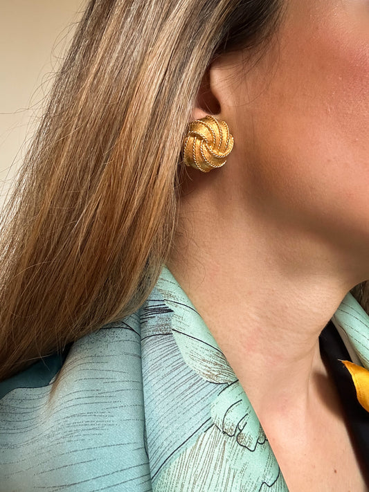 1970s NAPIER Woven Gold Clip-on Earrings