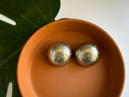 Chunky Silver Engraved Floral Earrings