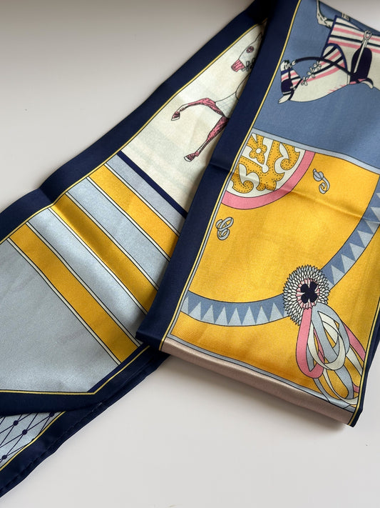 Long Neck Silk Scarf - Horse Print