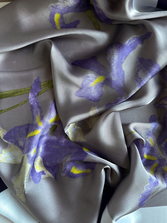 Square Silk Scarf - Purple Floral