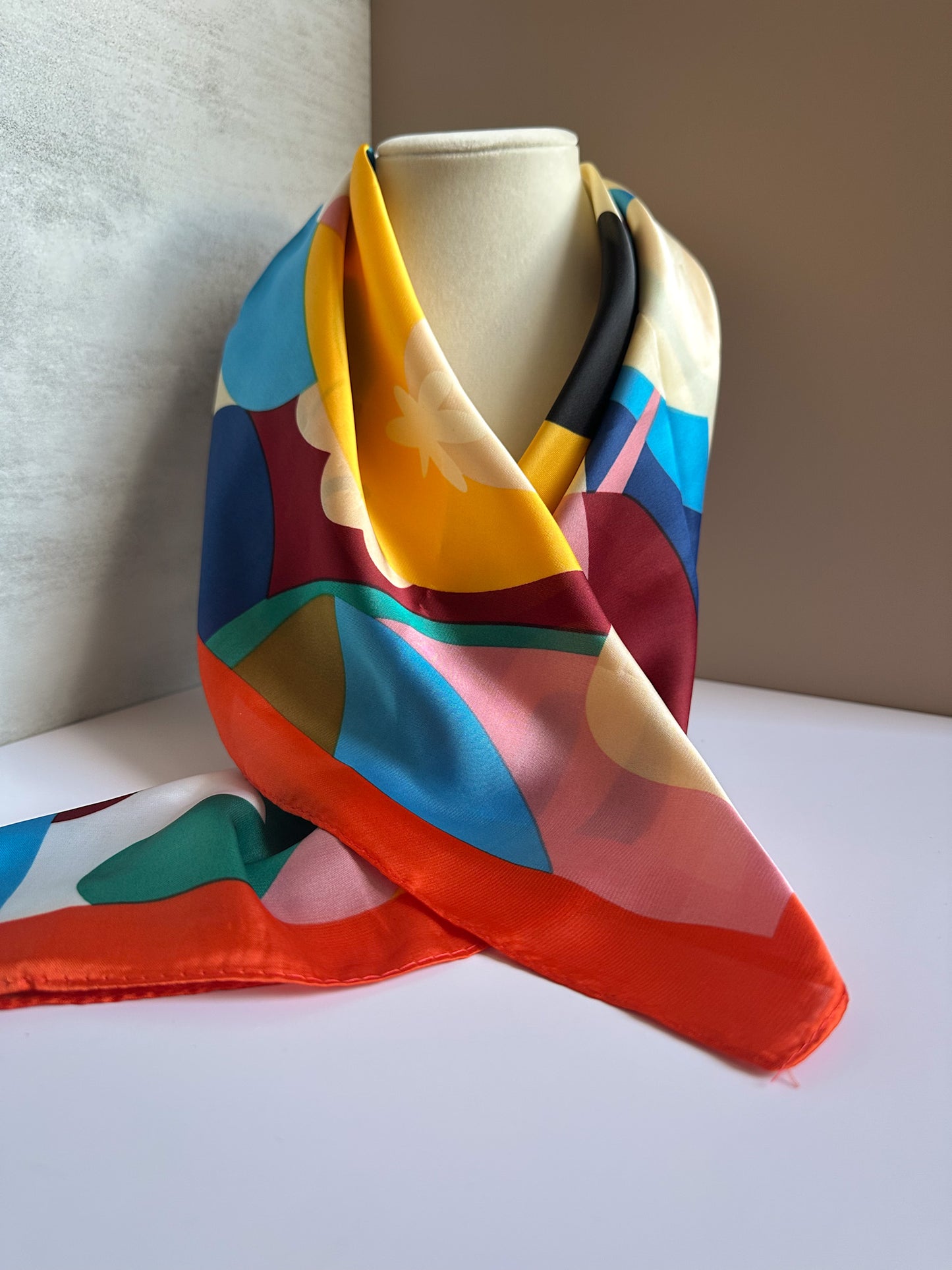 Retro Silk Satin Square Scarf