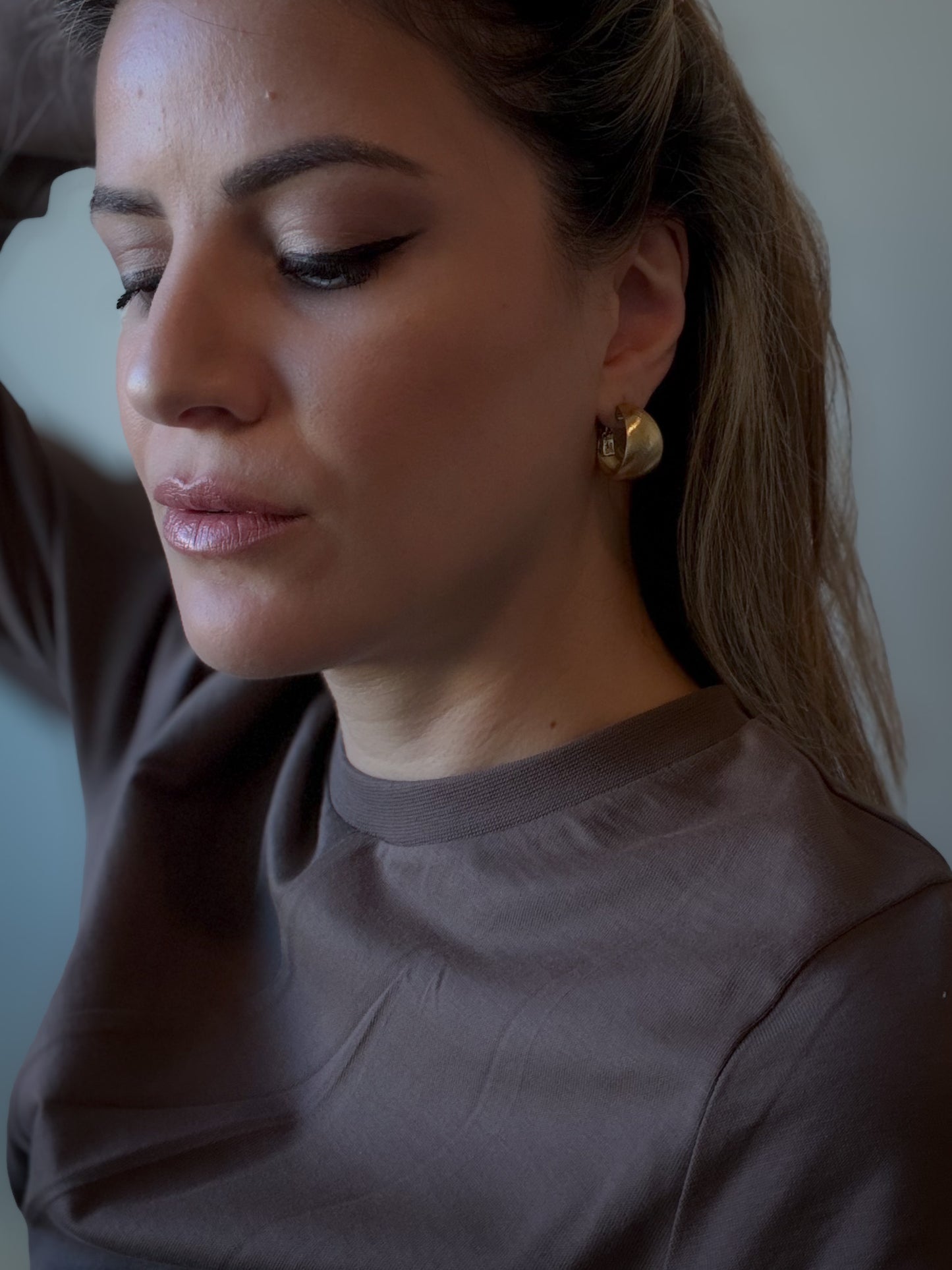 Monet Brushed Gold Crescent Clip-On Earrings