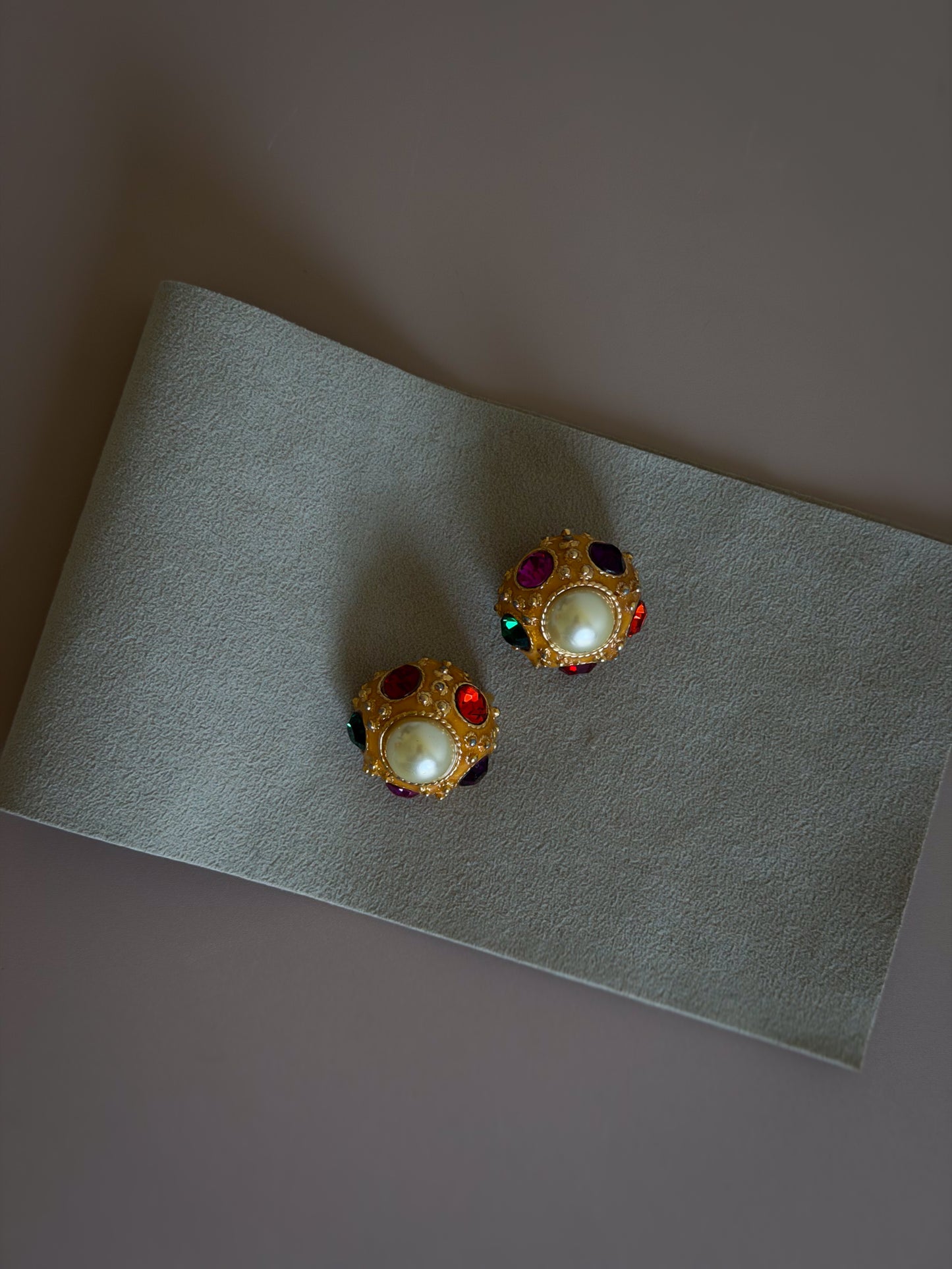 Pearl & Jewel Dome Clip-On Earrings