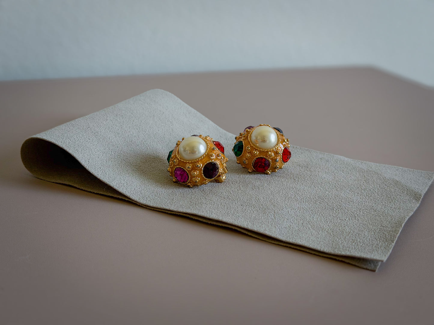 Pearl & Jewel Dome Clip-On Earrings