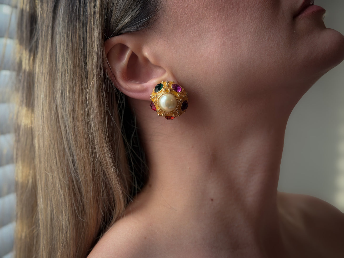Pearl & Jewel Dome Clip-On Earrings