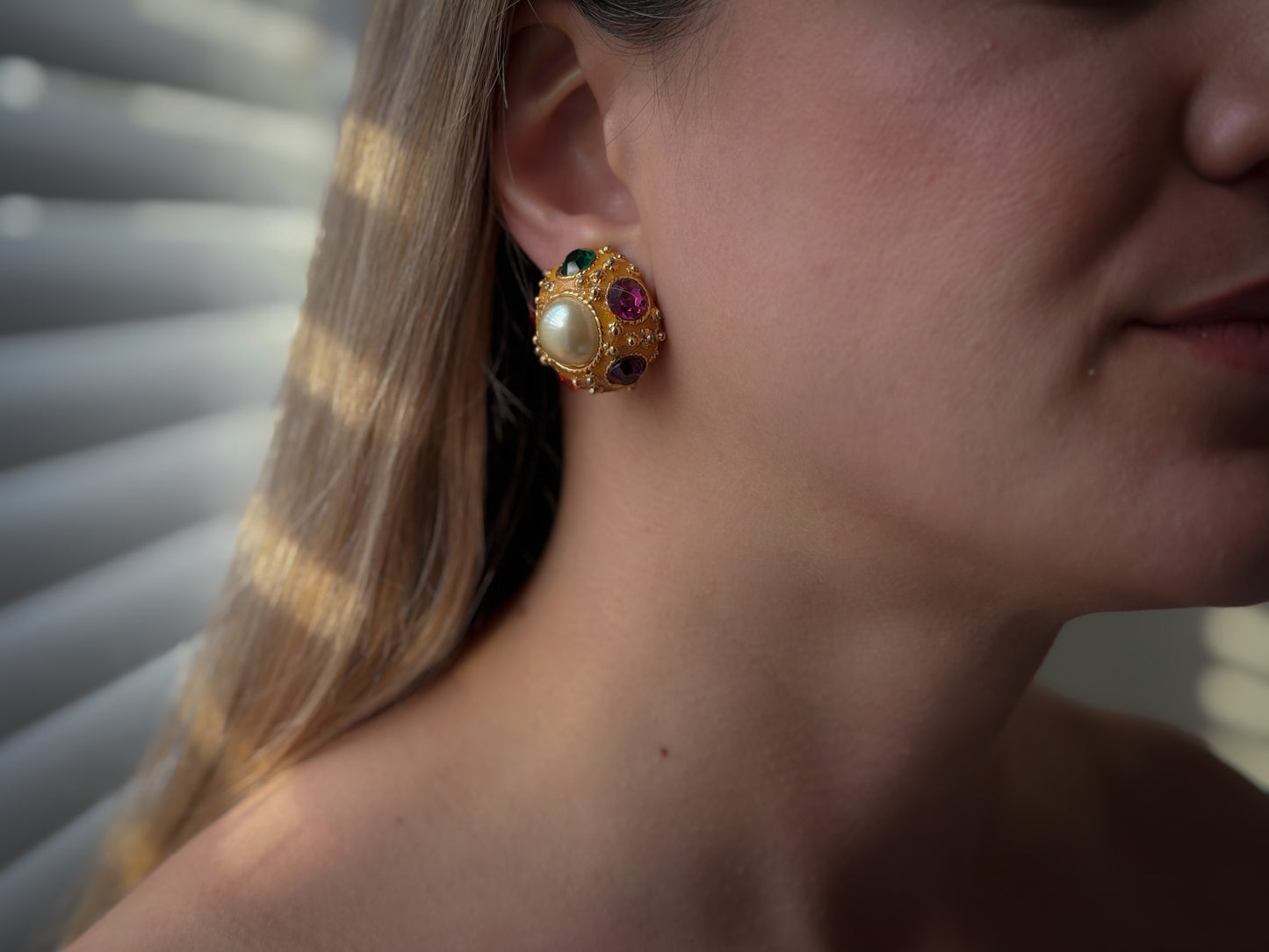 Pearl & Jewel Dome Clip-On Earrings