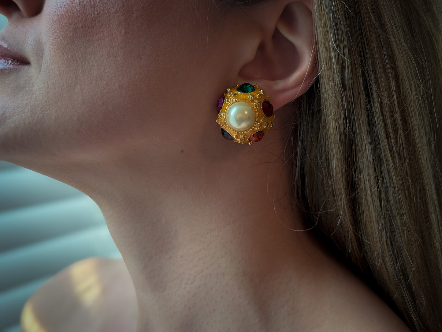 Pearl & Jewel Dome Clip-On Earrings