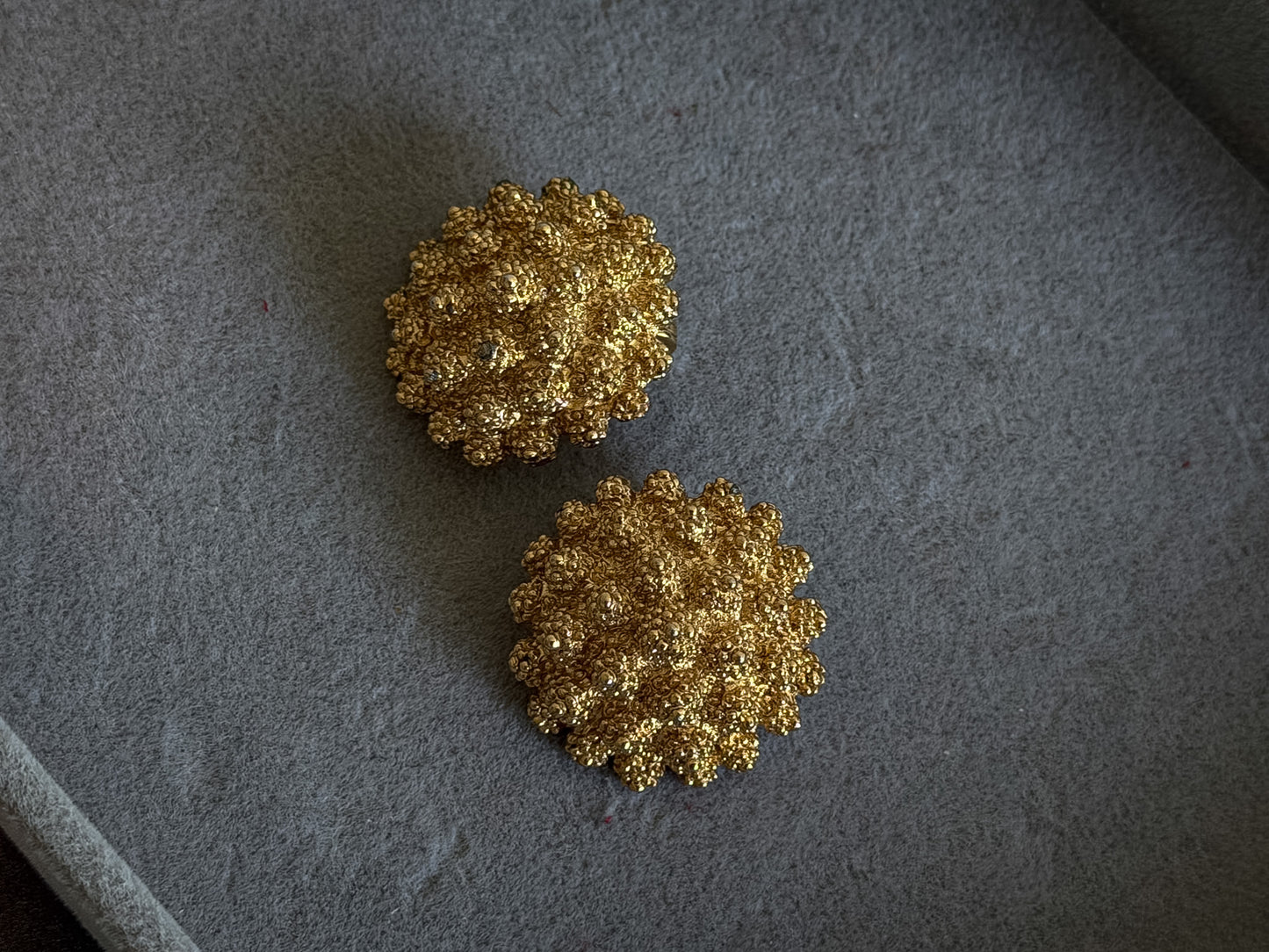 Monet Gold Textured Dome Clip-On Earrings | Sculptural Cluster Statement