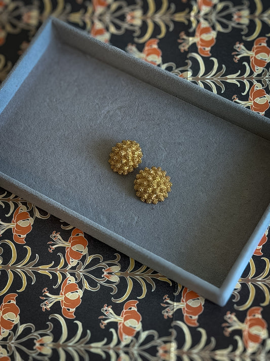 Monet Gold Textured Dome Clip-On Earrings | Sculptural Cluster Statement