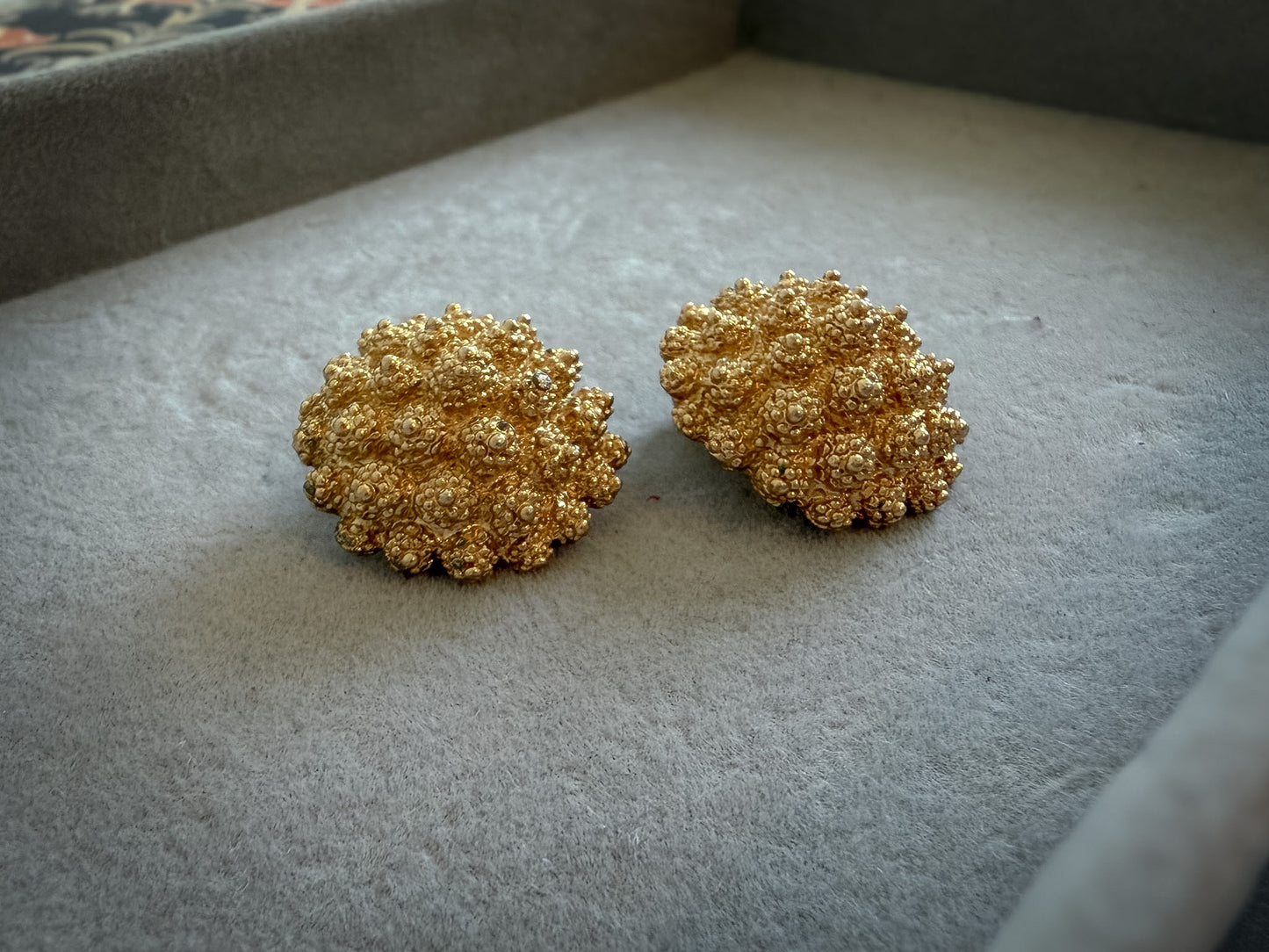 Monet Gold Textured Dome Clip-On Earrings | Sculptural Cluster Statement