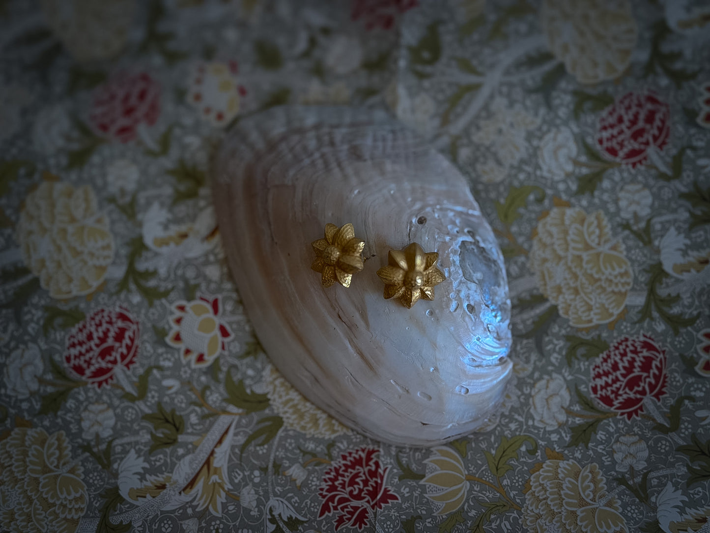 Givenchy Gold Floral Stud Earrings | Textured Petal Designer Pierced Earrings