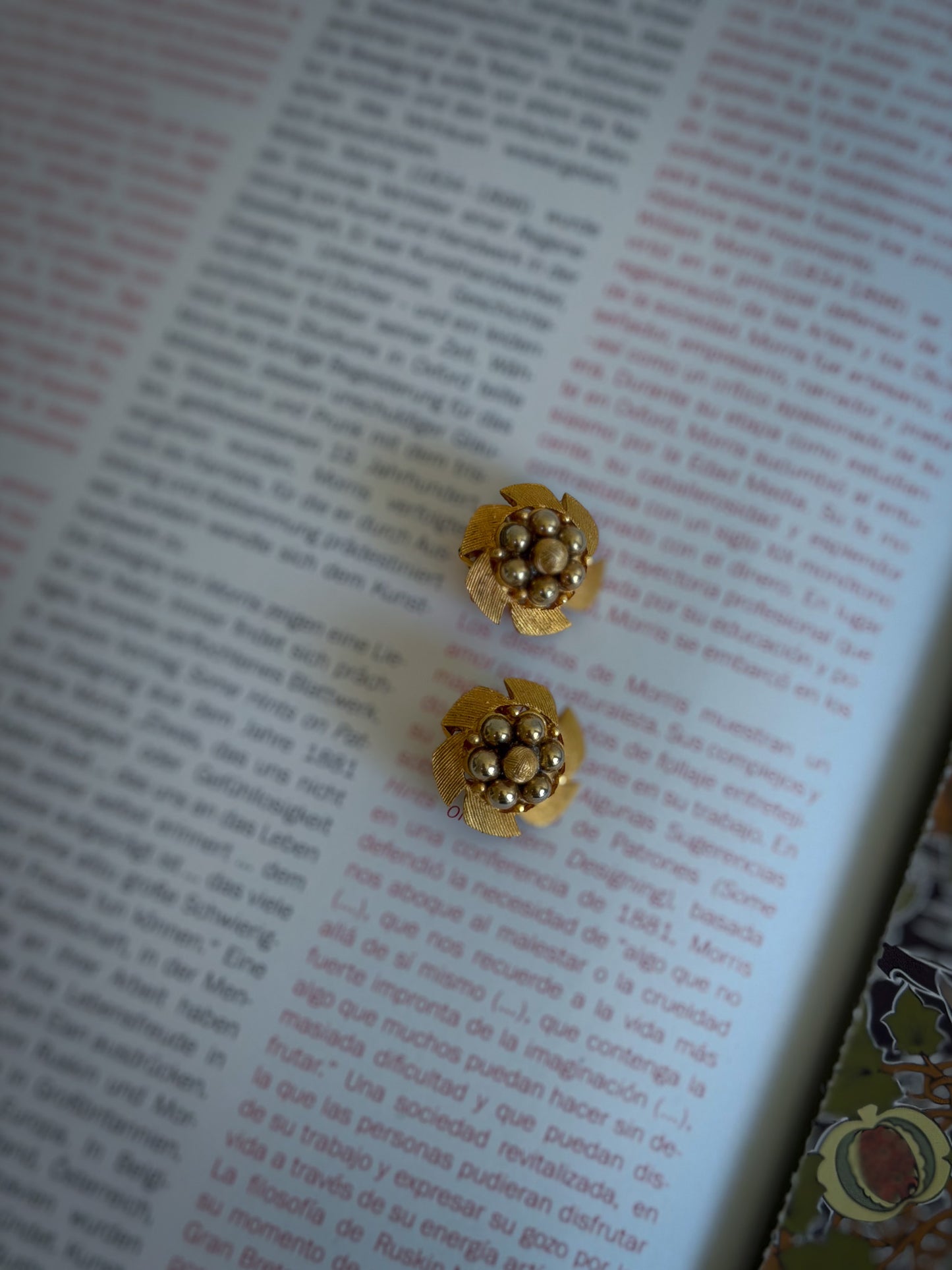 Kramer Gold Floral Cluster Clip-On Earrings | Textured Petal Pearl Accent