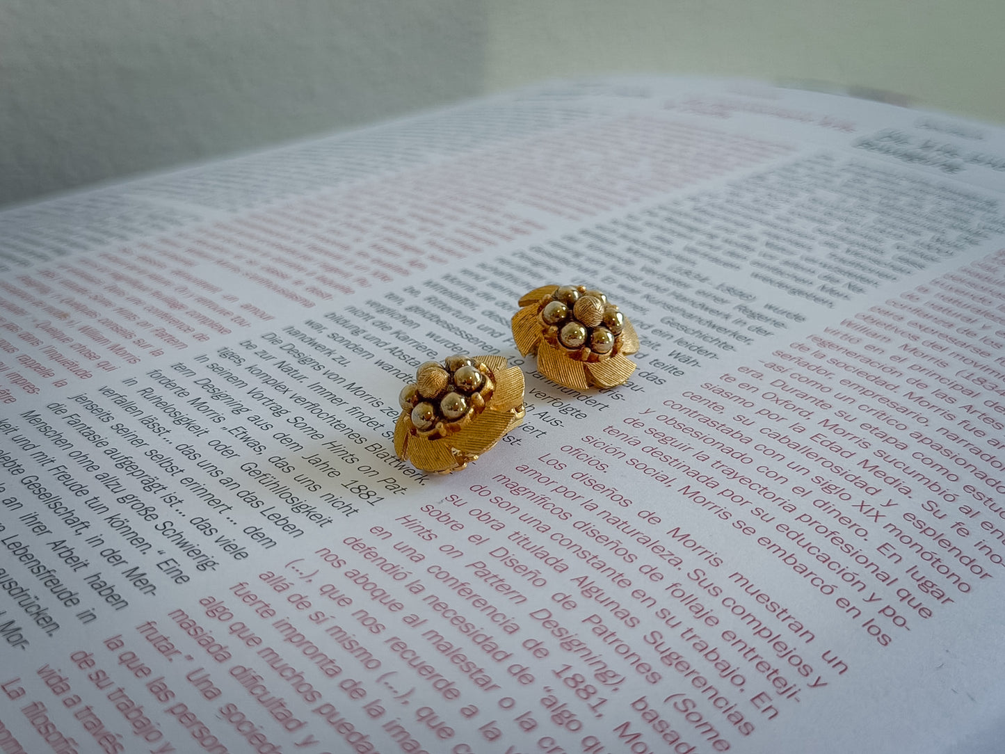 Kramer Gold Floral Cluster Clip-On Earrings | Textured Petal Pearl Accent