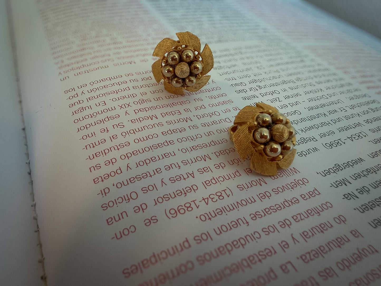 Kramer Gold Floral Cluster Clip-On Earrings | Textured Petal Pearl Accent