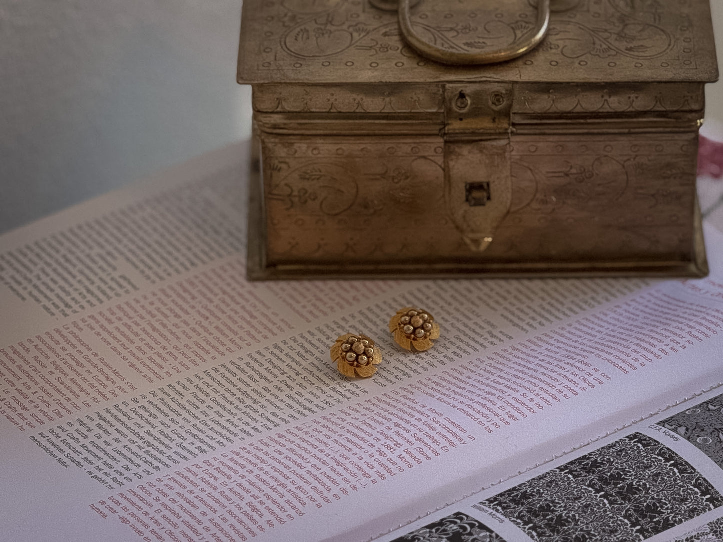 Kramer Gold Floral Cluster Clip-On Earrings | Textured Petal Pearl Accent