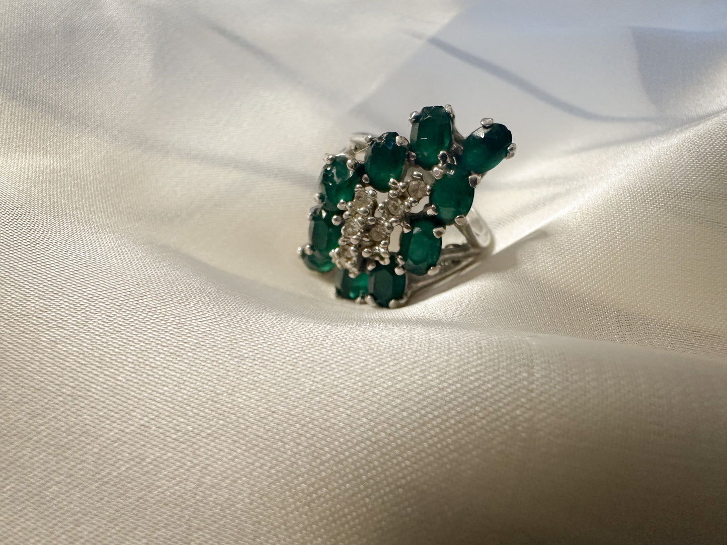 Victorian Faux Diamond Emerald Rings with Diamonds