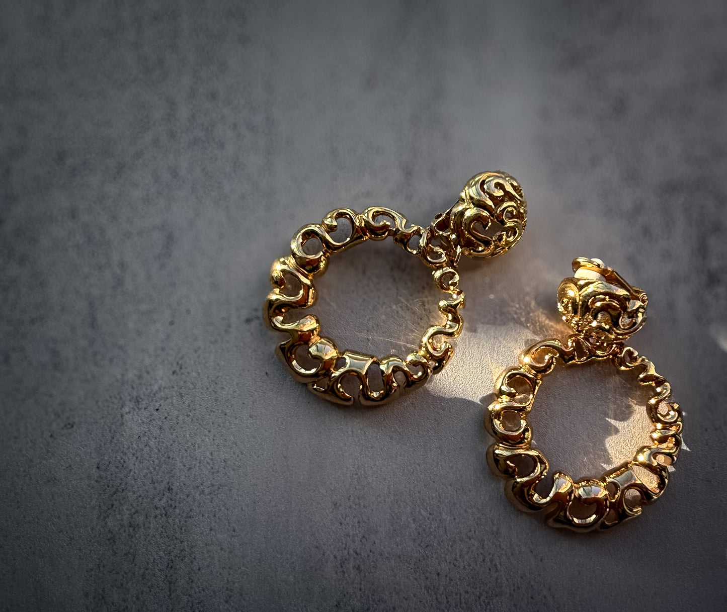 Openwork Drop Clip-On Earrings | Ornate Filigree Hoop Statement