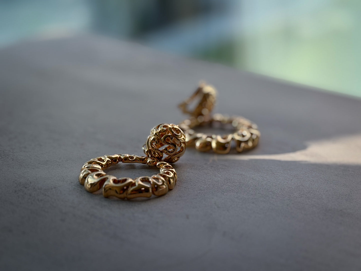 Openwork Drop Clip-On Earrings | Ornate Filigree Hoop Statement