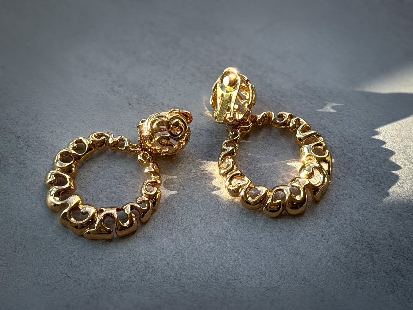 Openwork Drop Clip-On Earrings | Ornate Filigree Hoop Statement