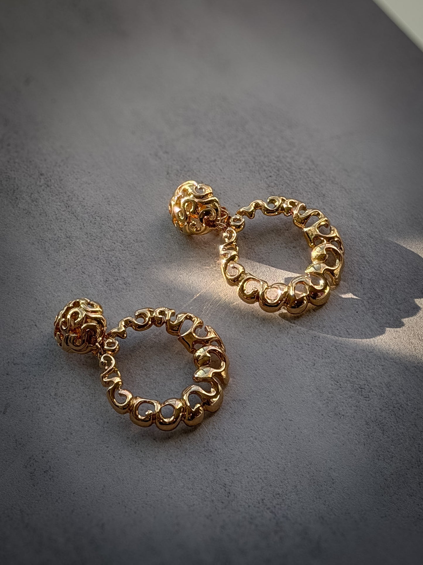 Openwork Drop Clip-On Earrings | Ornate Filigree Hoop Statement