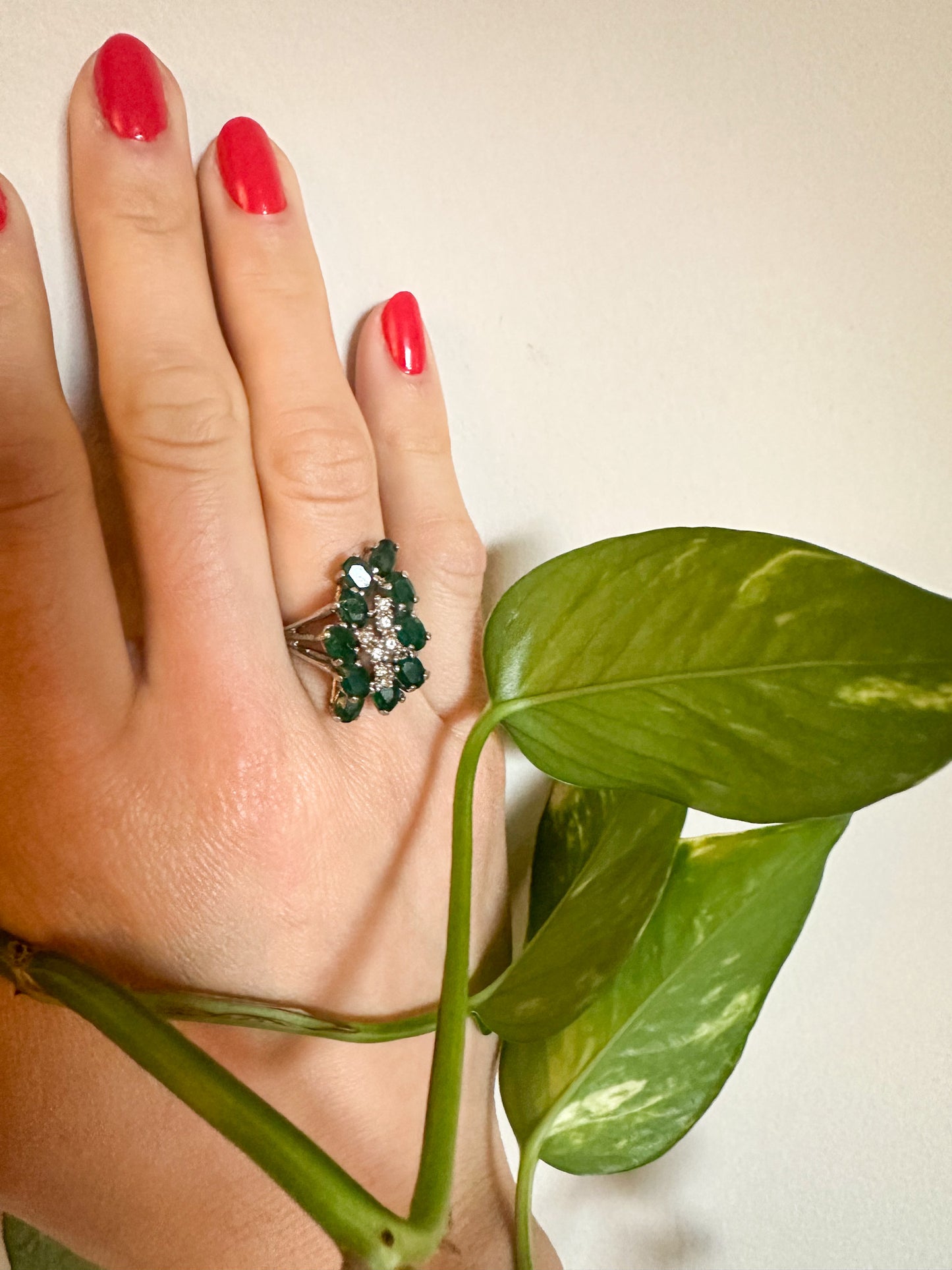 Victorian Faux Diamond Emerald Rings with Diamonds