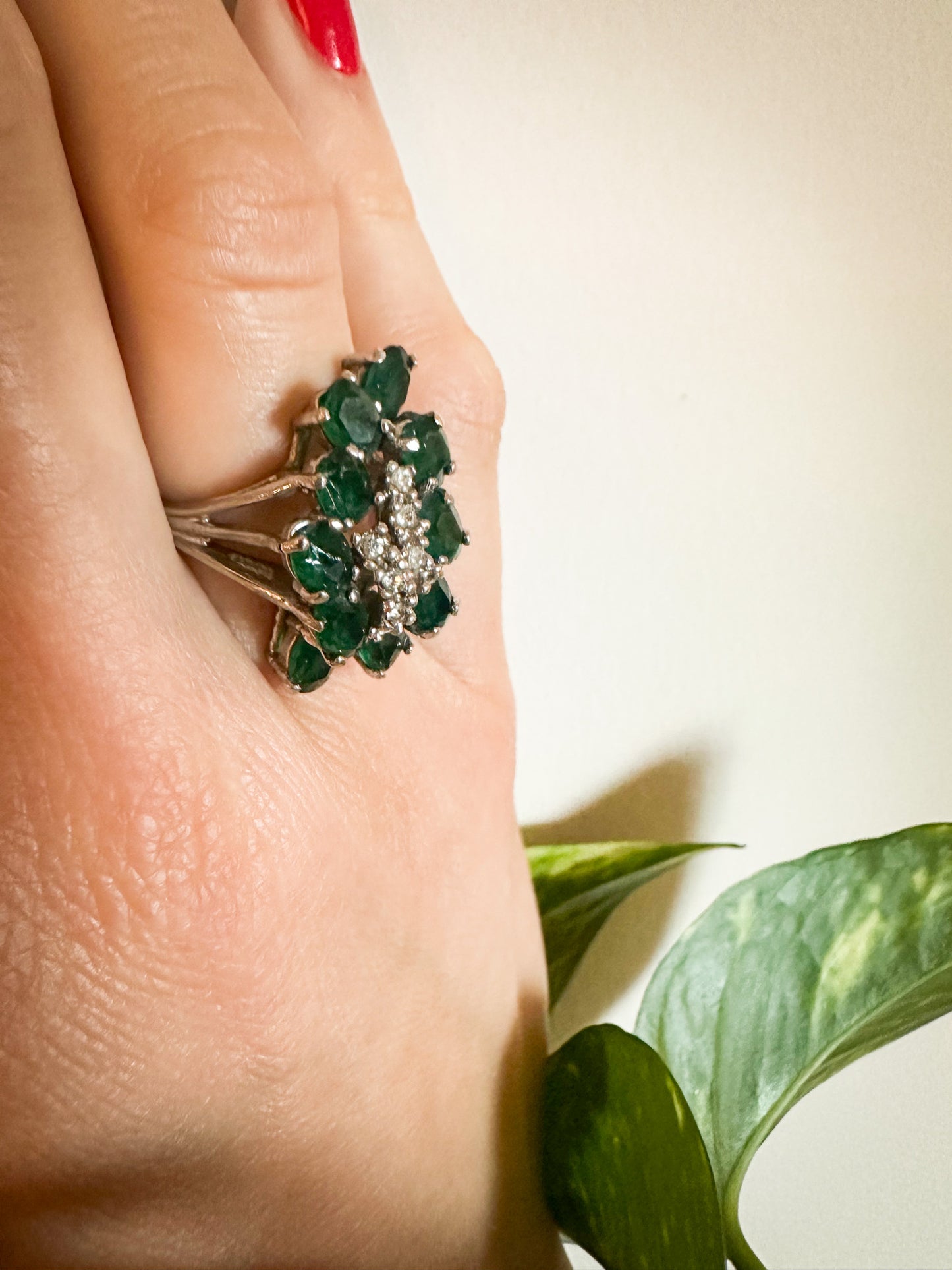 Victorian Faux Diamond Emerald Rings with Diamonds