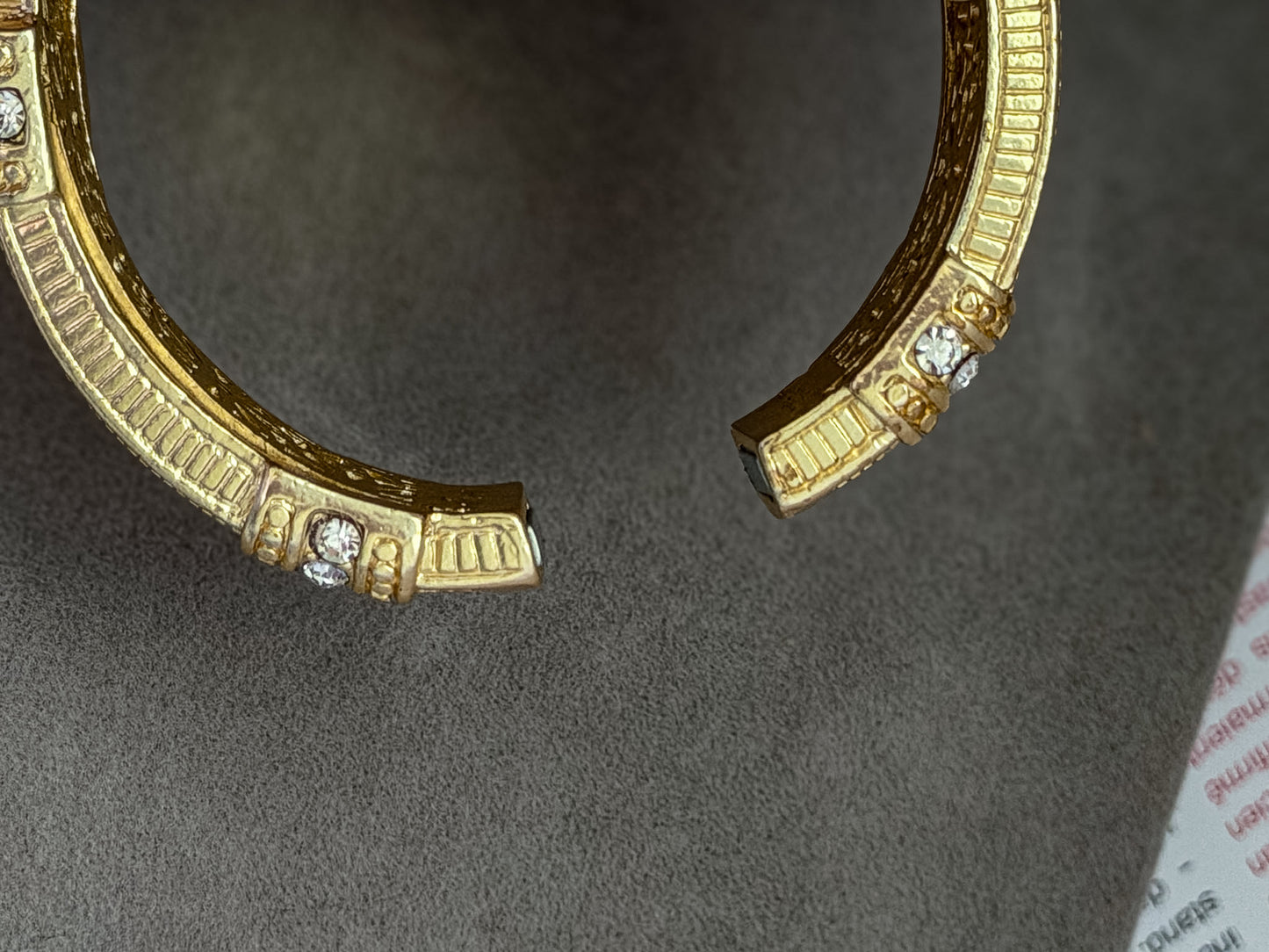 Gold-Tone Rhinestone Hinged Bangle Bracelet