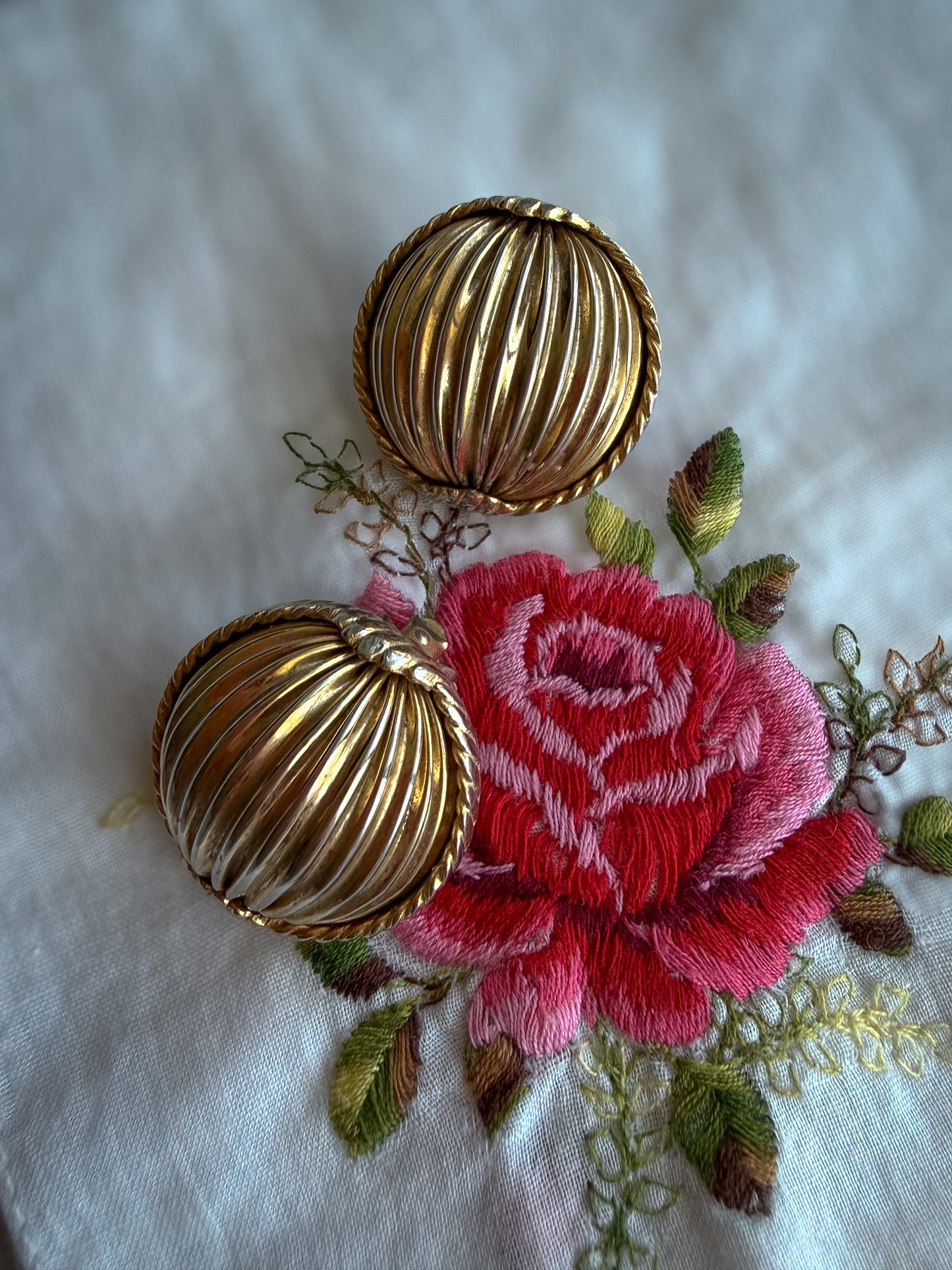 Gold-Tone Ribbed Dome Clip-On Earrings