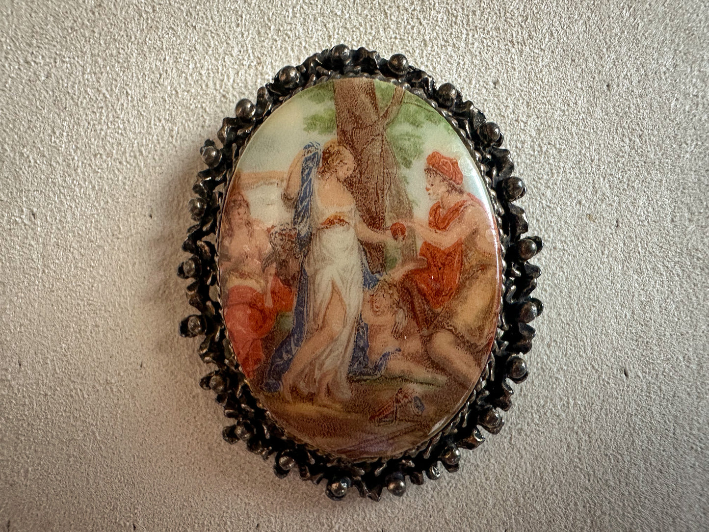 Romantic Victorian Brooch Porcelain Portrait