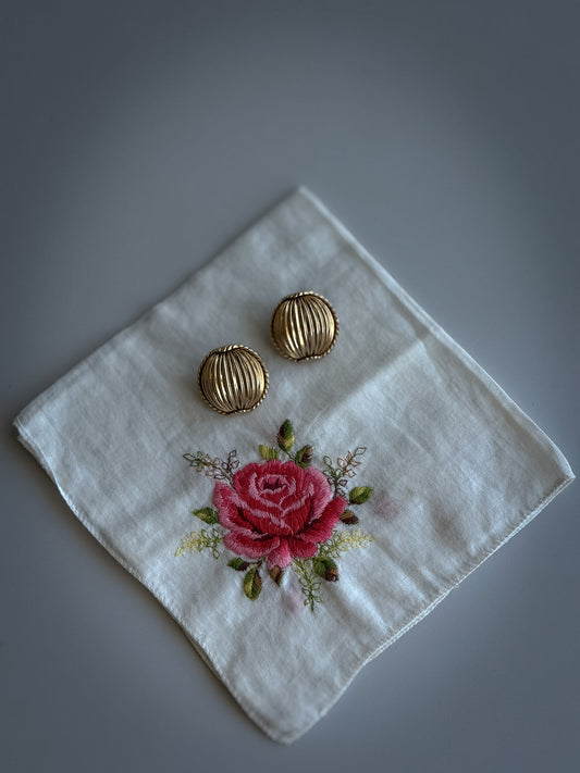Gold-Tone Ribbed Dome Clip-On Earrings