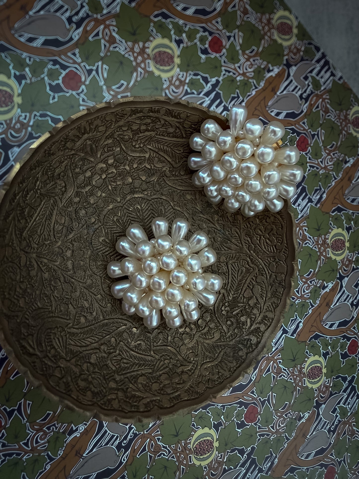 Faux Pearl Burst Clip-On Earrings