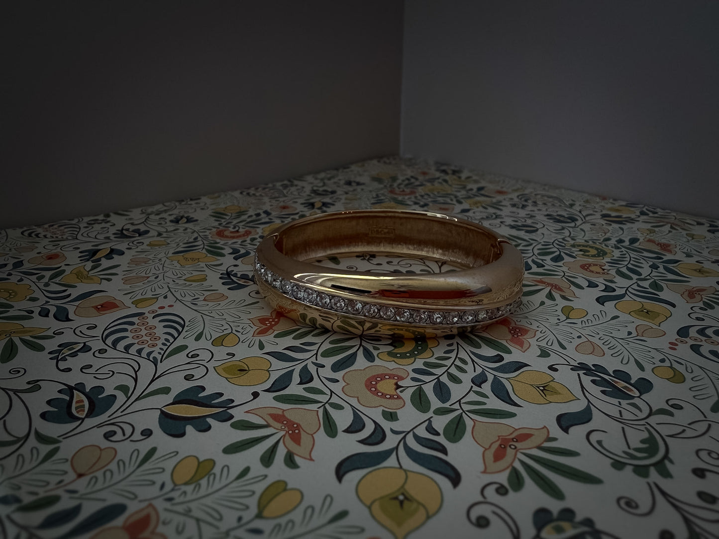 D.S. Co. Gold-Tone Crystal Hinged Bangle Bracelet