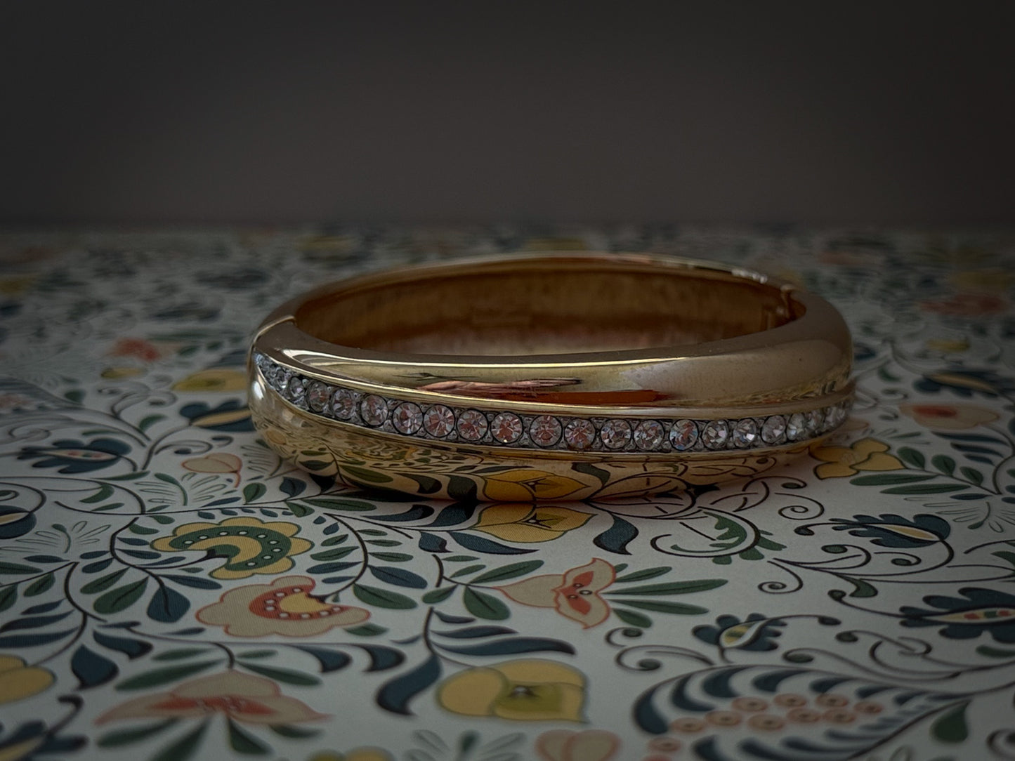 D.S. Co. Gold-Tone Crystal Hinged Bangle Bracelet