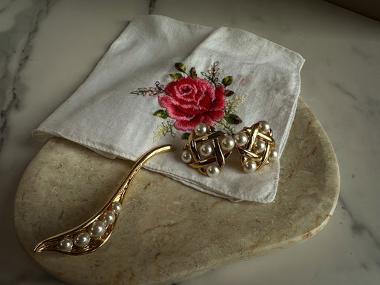 Napier Faux Pearl & Gold Clip-On Earrings