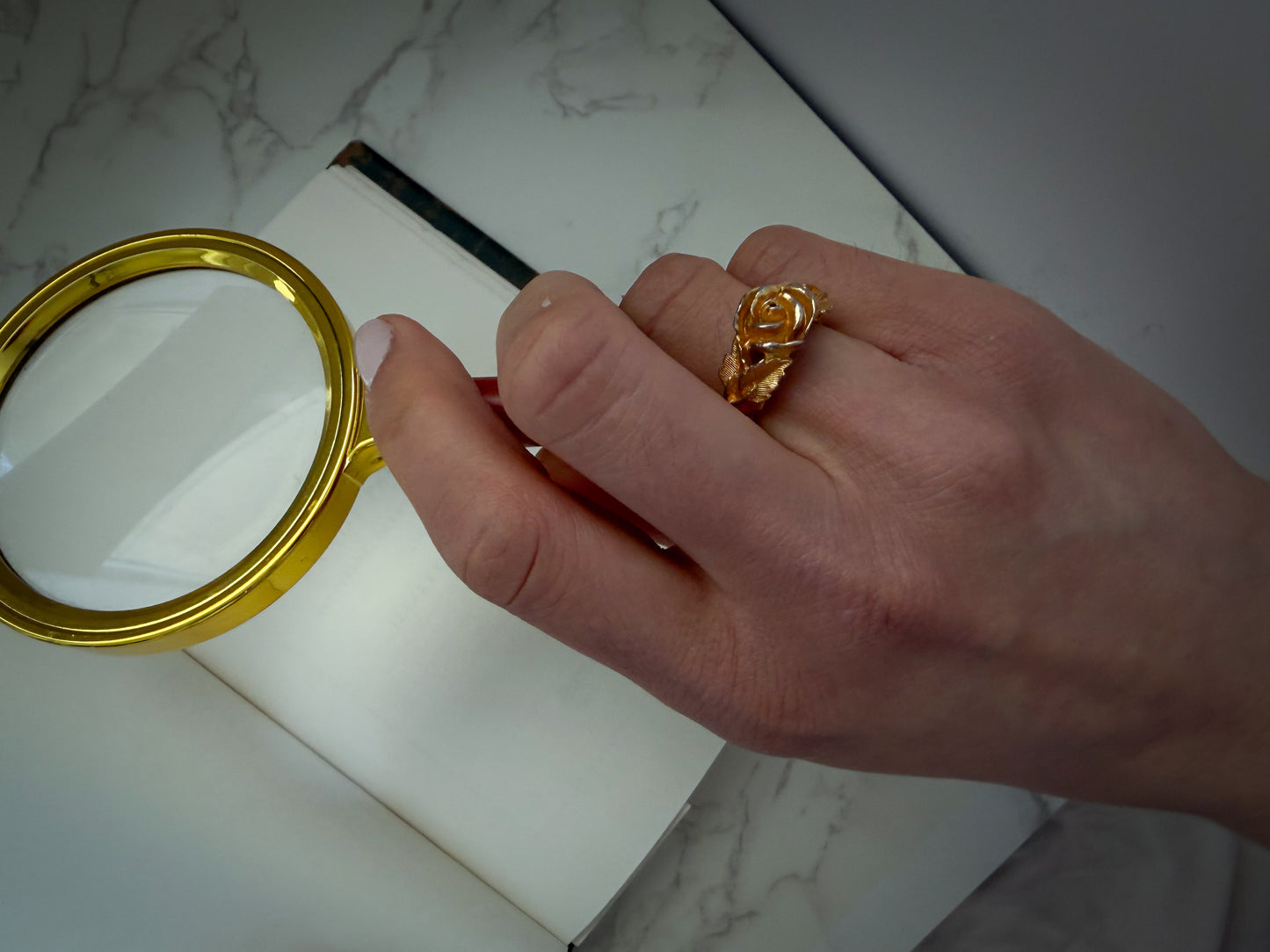 Gold-Tone Rose Ring | Sculptural Floral Statement Ring