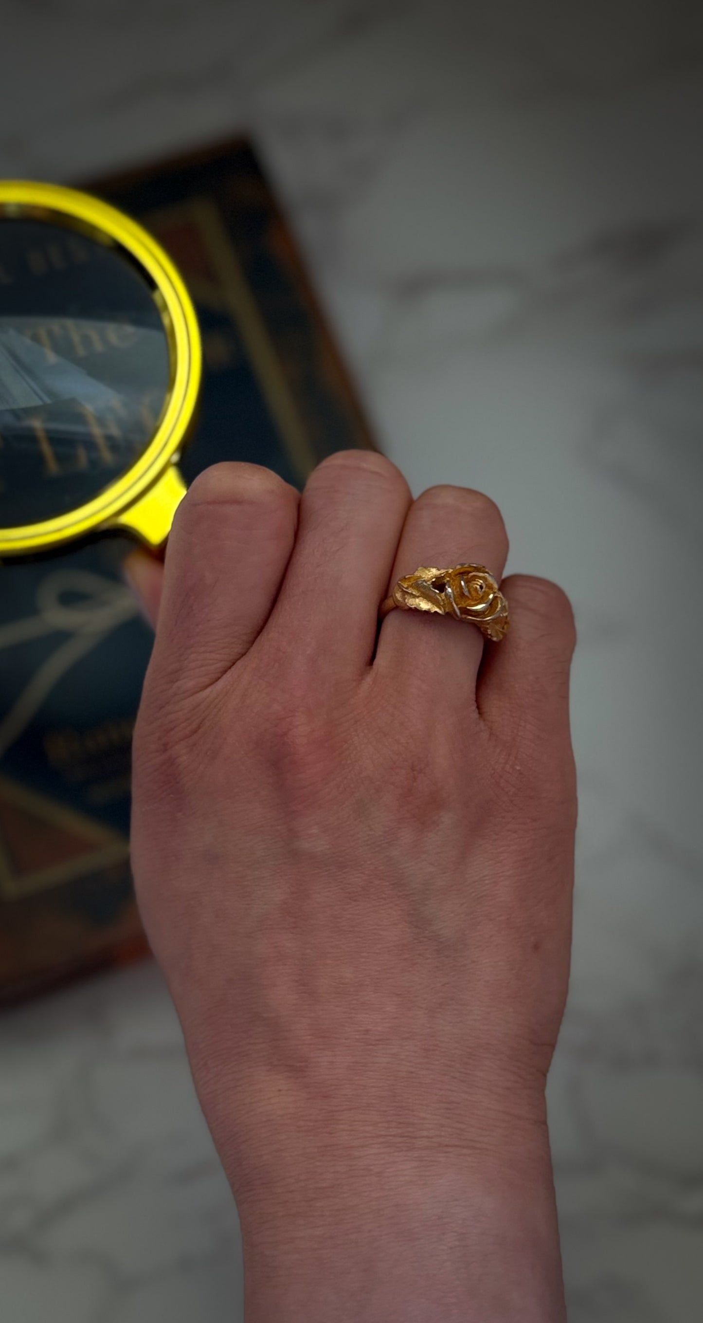 Gold-Tone Rose Ring | Sculptural Floral Statement Ring