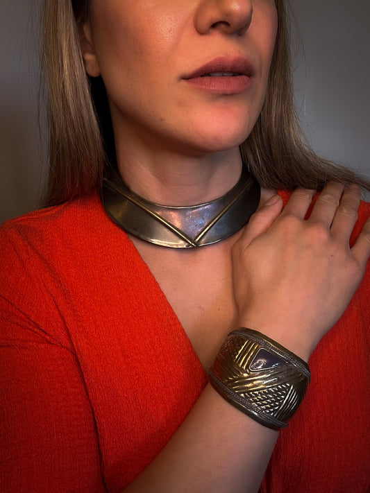 Vintage Chunky Metal Brass Bracelet