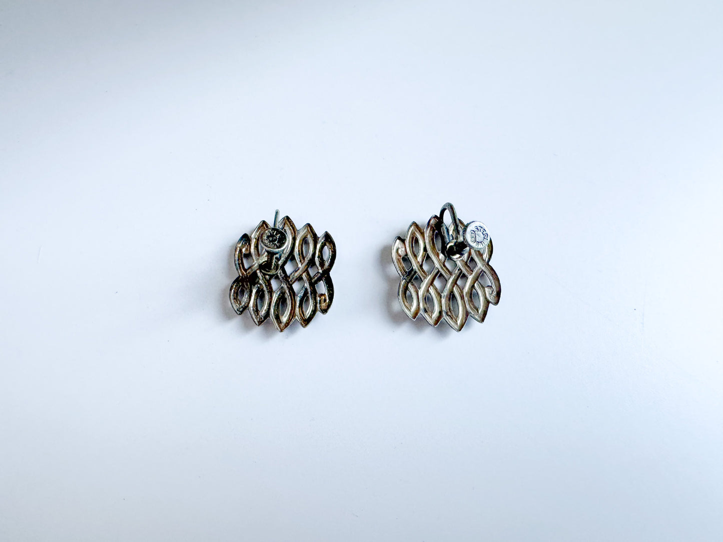 Silver Mesh Screw-back Earrings