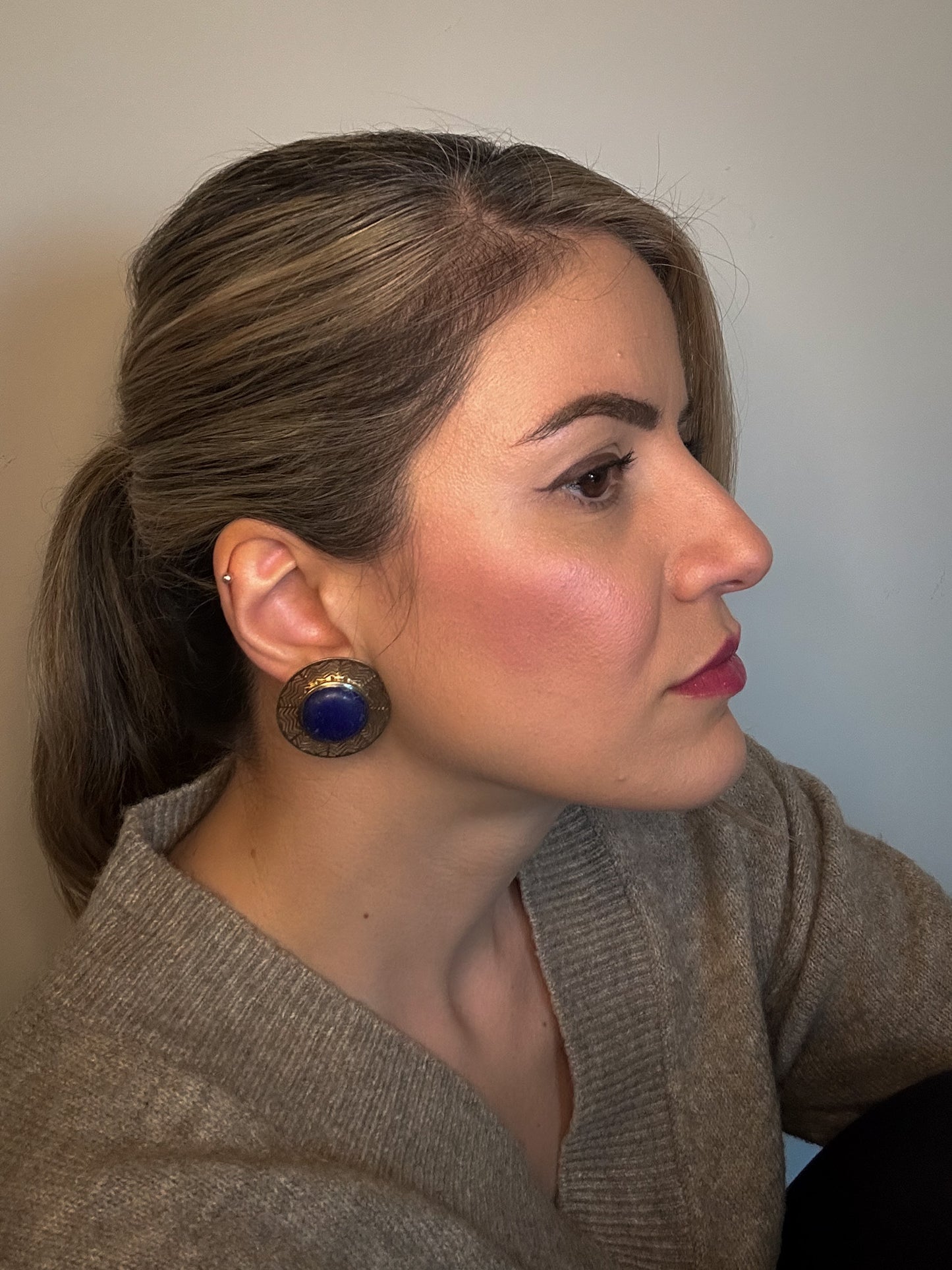 Blue Clip-on Lapis Earrings