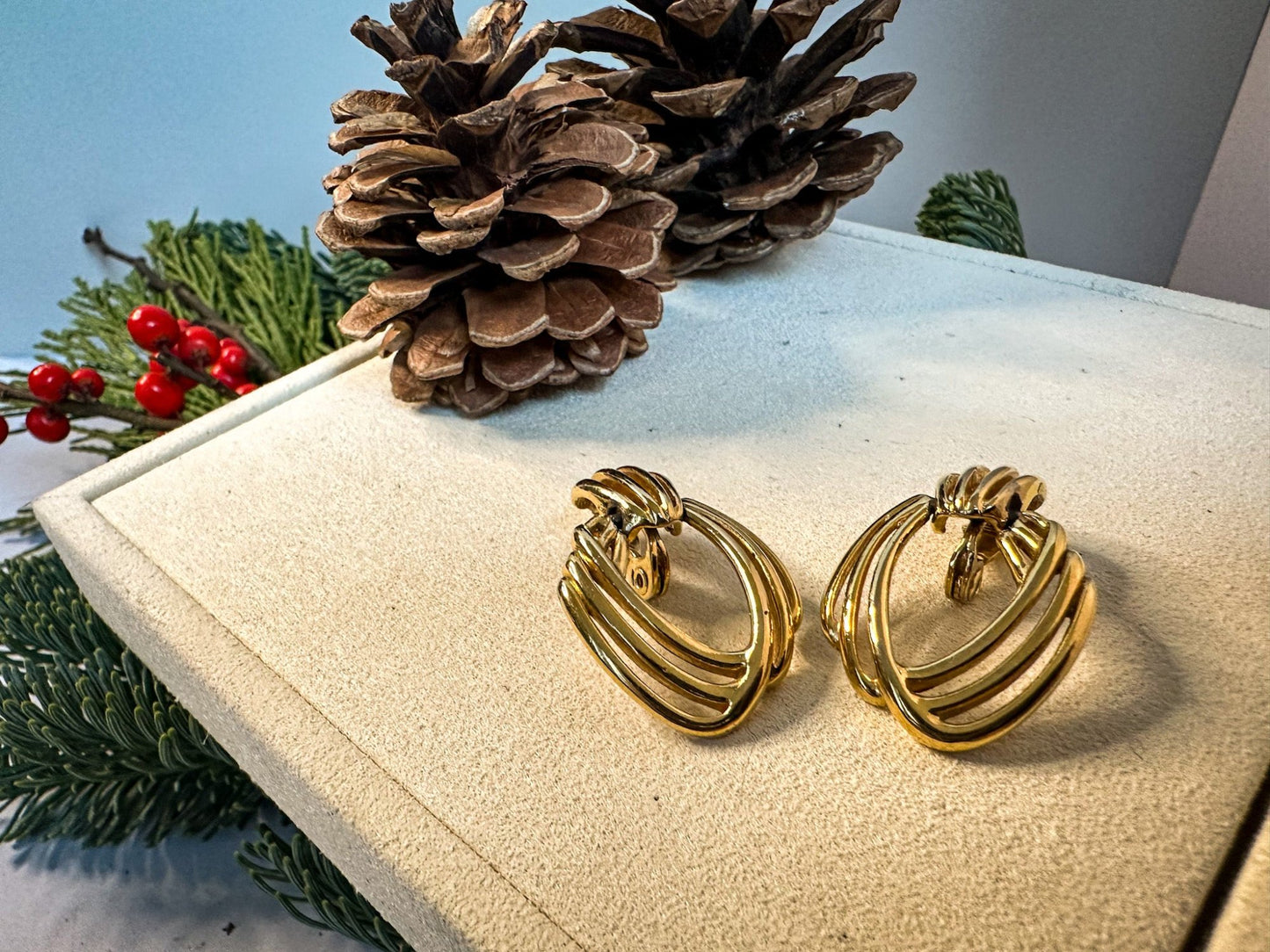 Monet Gold Open Swirl Earrings