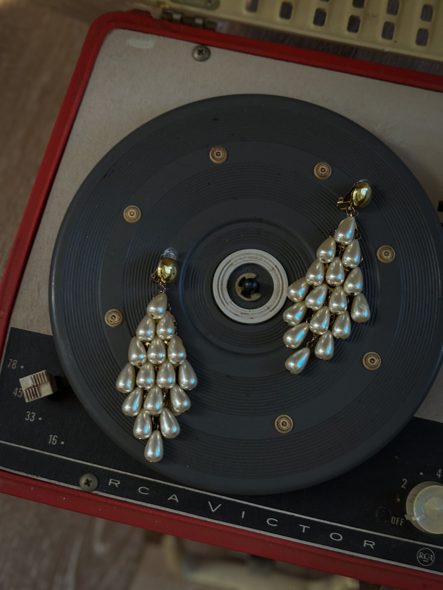 1980s Cascading Faux Pearl Waterfall Earrings