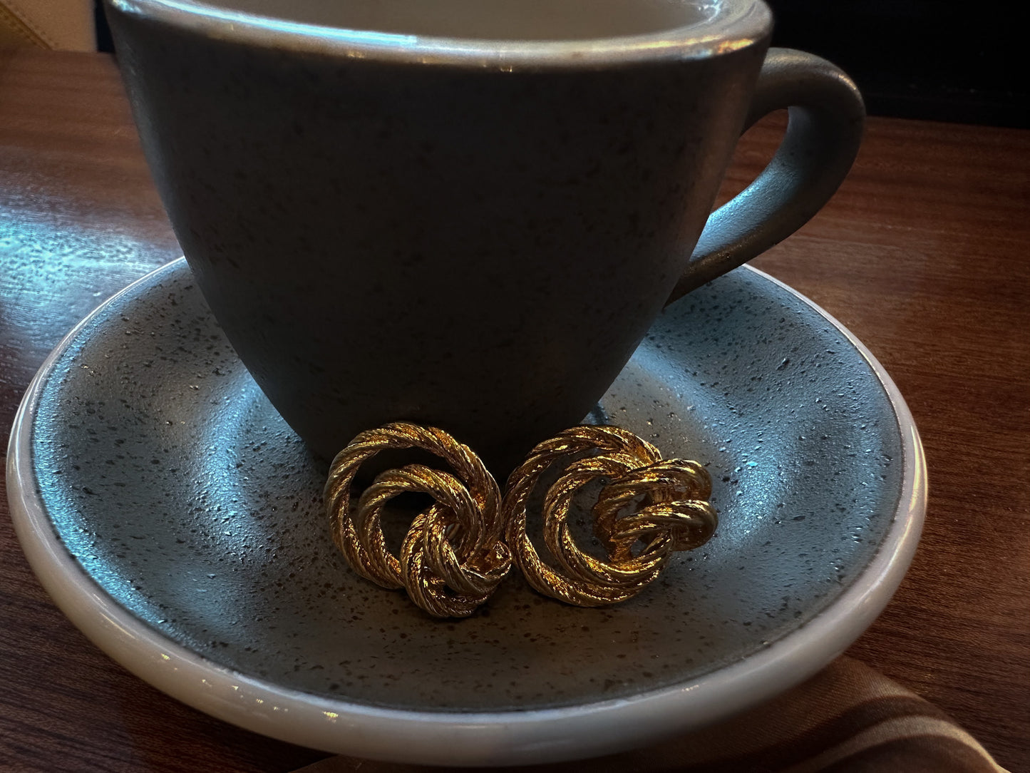 Twisted Gold Rope Knot Earrings