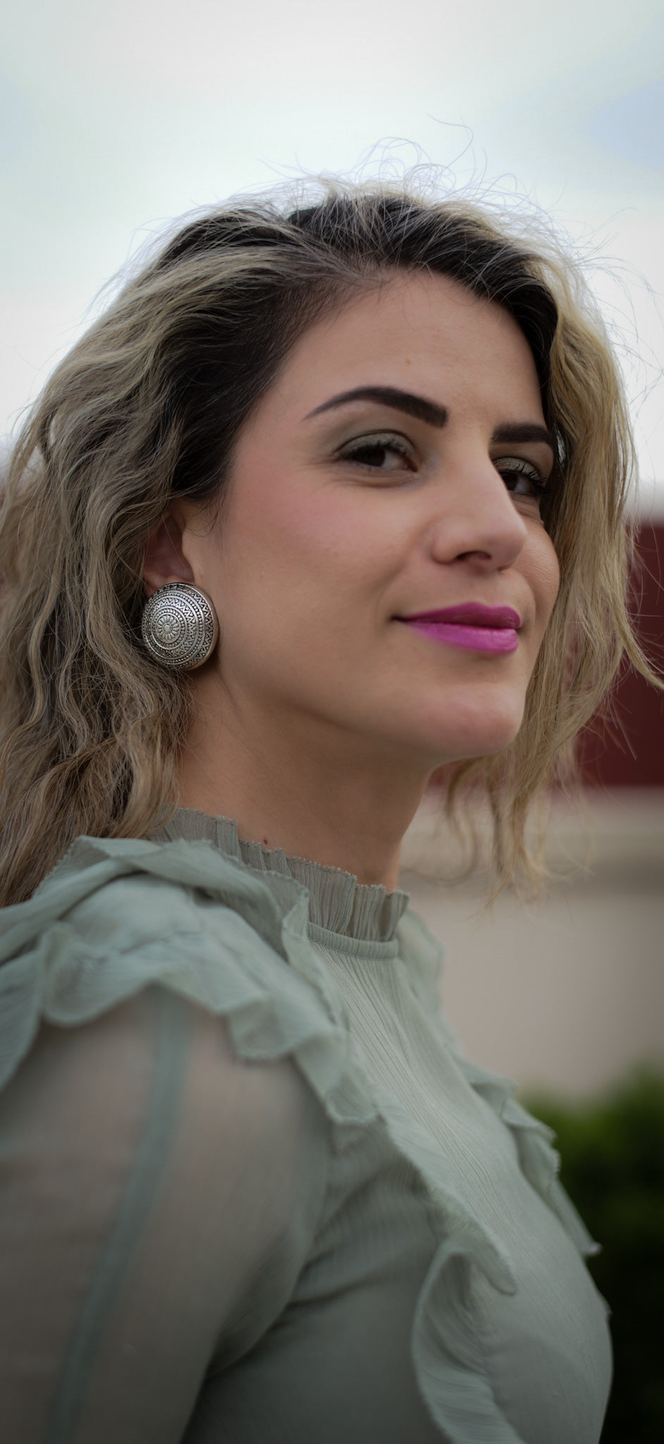 Silver-Tone Medallion Clip-On Earrings – Bohemian Etched Design