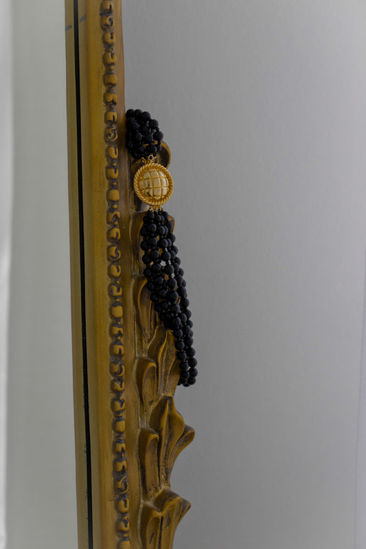 Midnight Glamour Beaded Necklace with Gold Medallion